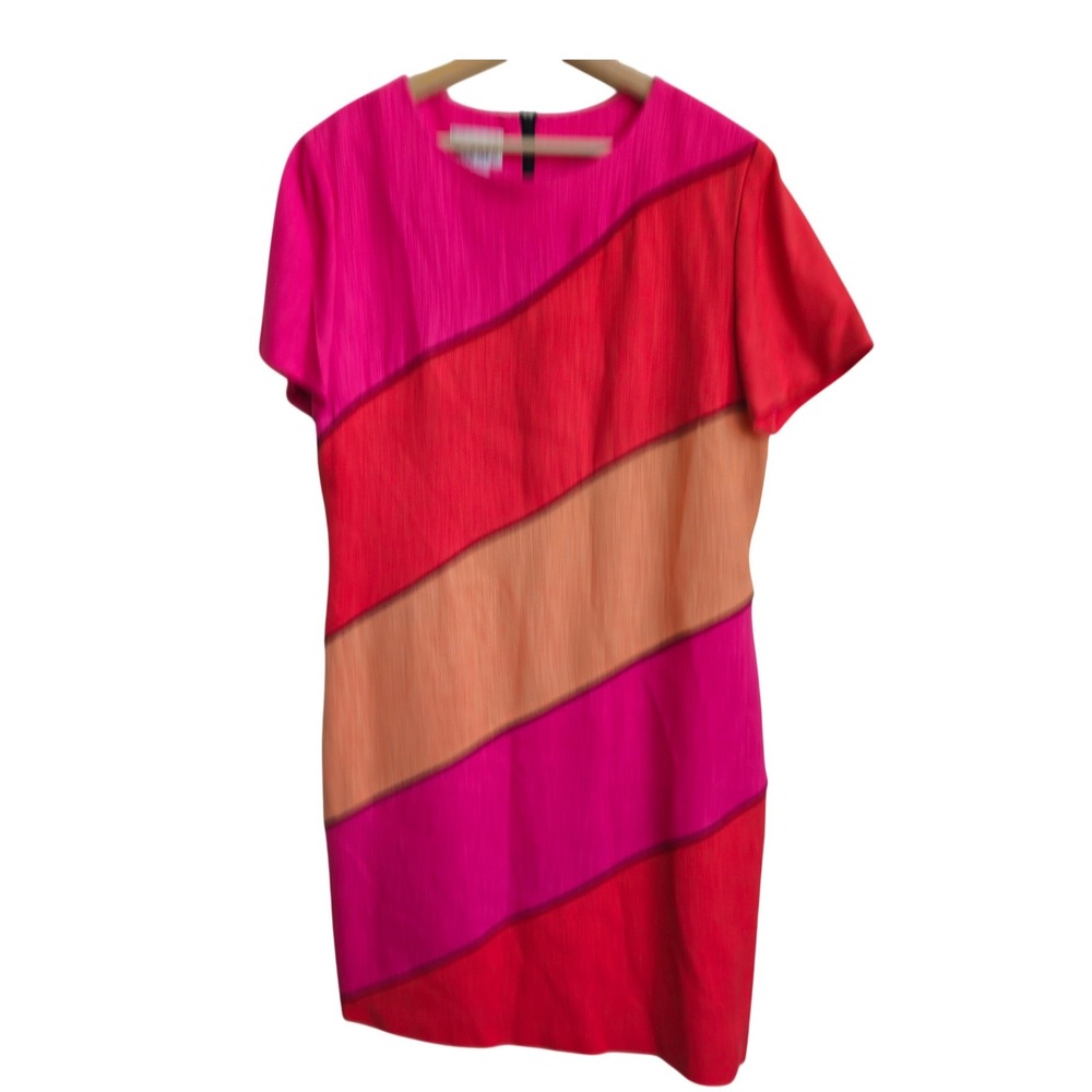 Vintage David Warren New York Colorblock Shift Dress Size 10 Office Career Retro